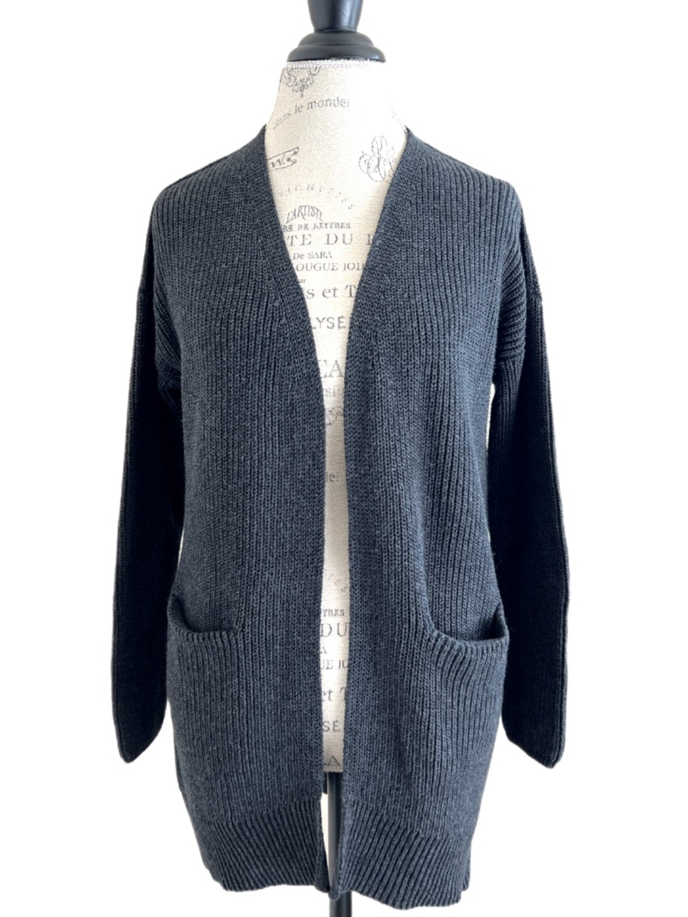 Grey Open-Front Ribbed Cardigan Sweater by Universal Thread Size Small - Picture 1 of 9